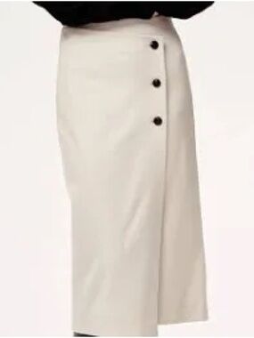 Aritzia Babaton Billy Crossover Cream Button-Detail Pencil Skirt Size 4